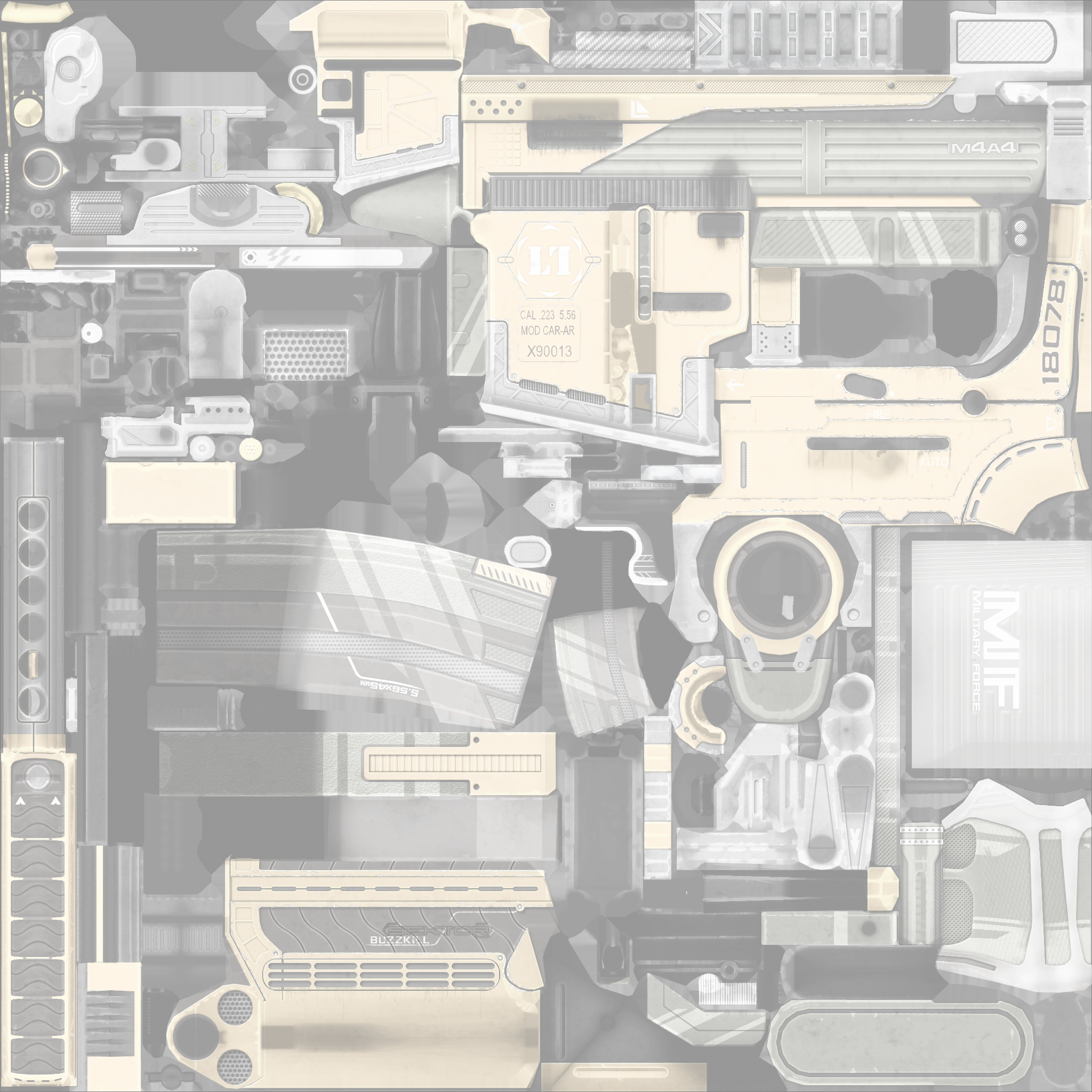 M4A4 | Buzz Kill (Battle-Scarred) Texture #1