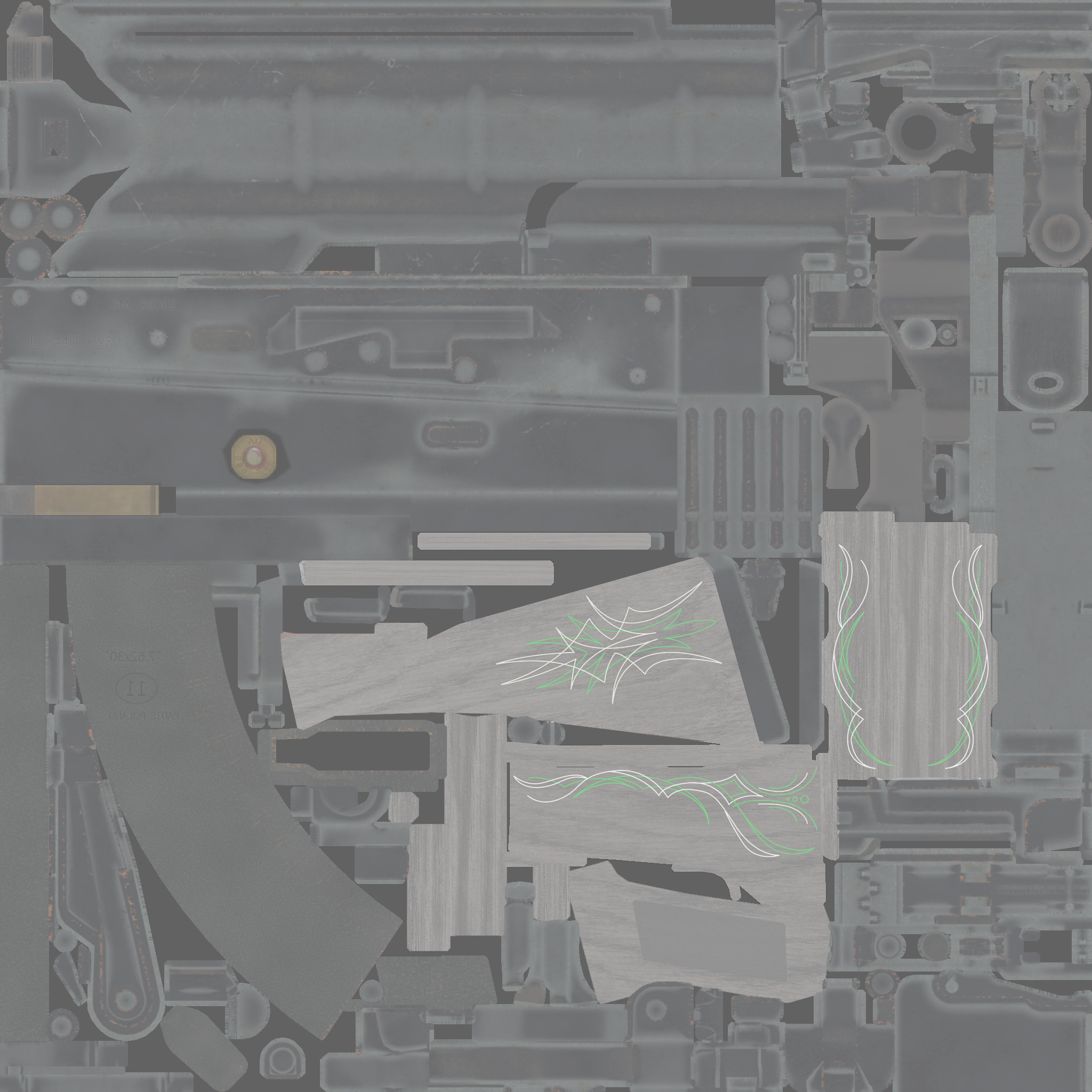 AK-47 | Emerald Pinstripe (Battle-Scarred) Texture #1